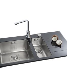 SinkSolution R LINE 970×540 1+1/2 rustfrit stål køkkenvask med glas drypbakke