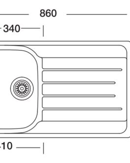 SinkSolution A LINE 860×500 1x rustfri stål køkkenvask